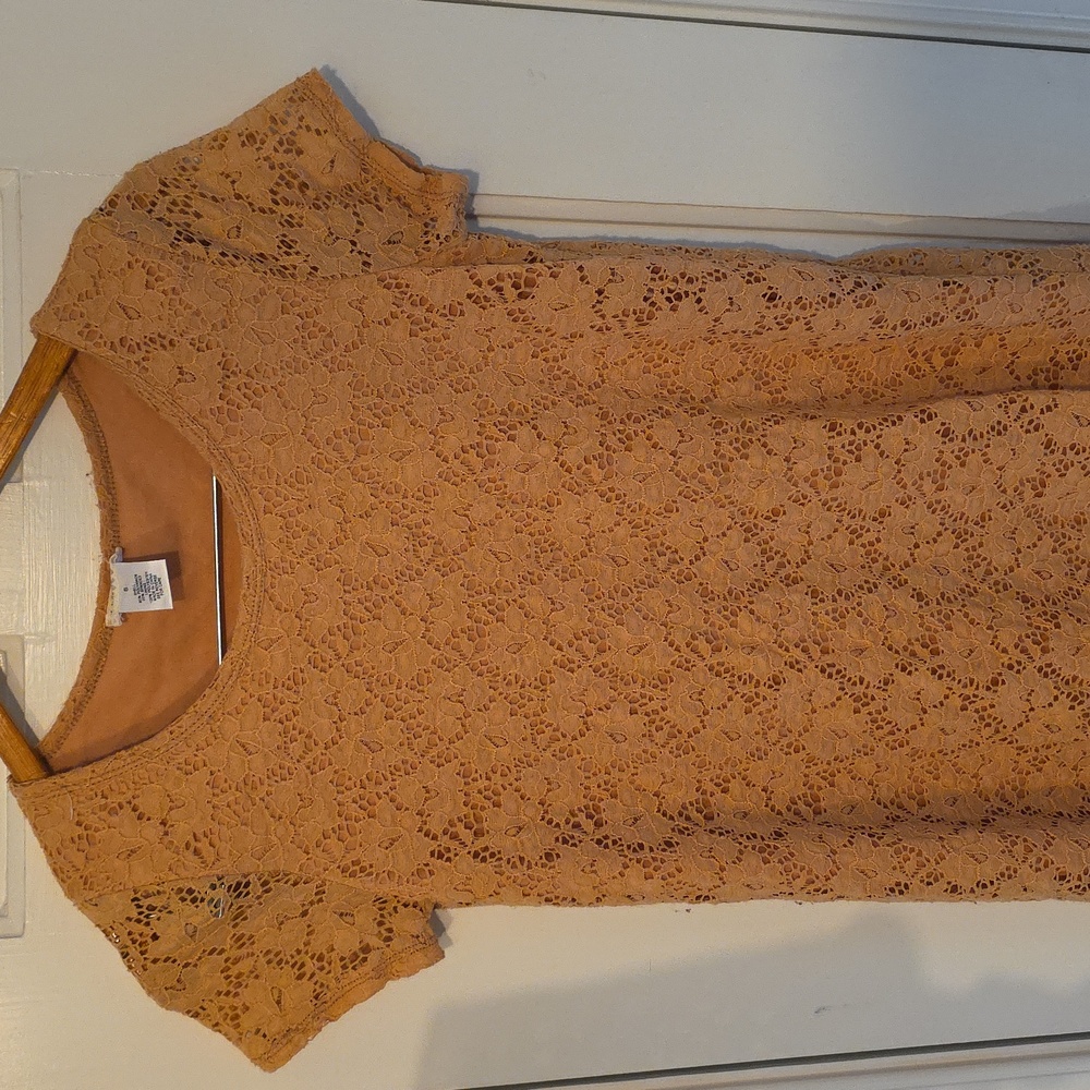 Chic Lace Tan Mini Dress